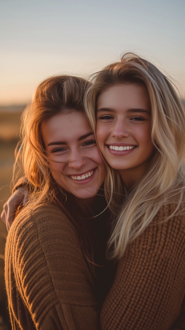 Joyful Embrace During Golden Hour