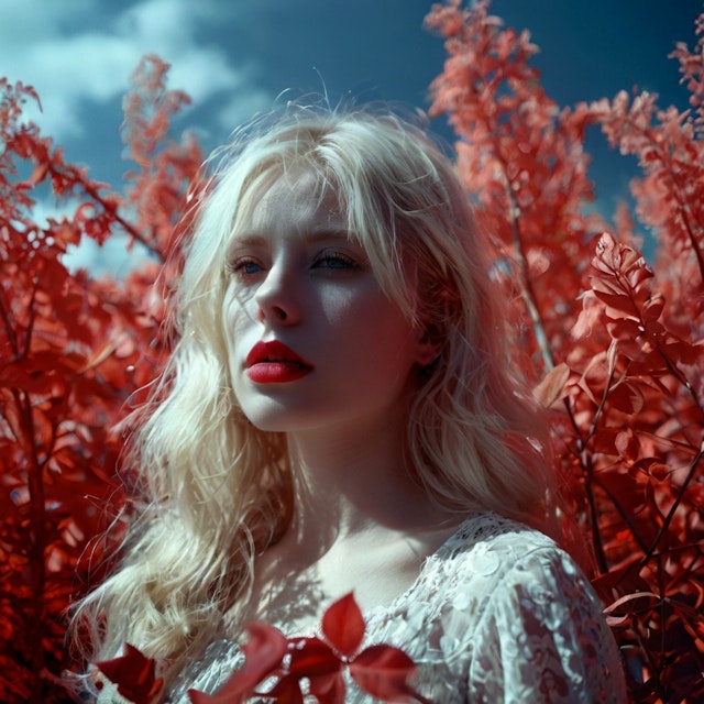 Woman in Red Foliage