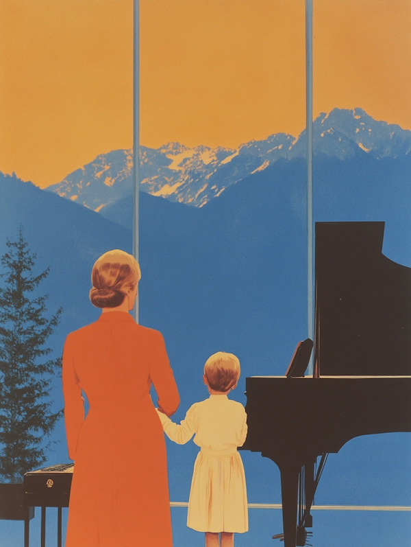 Woman and Child by the Piano