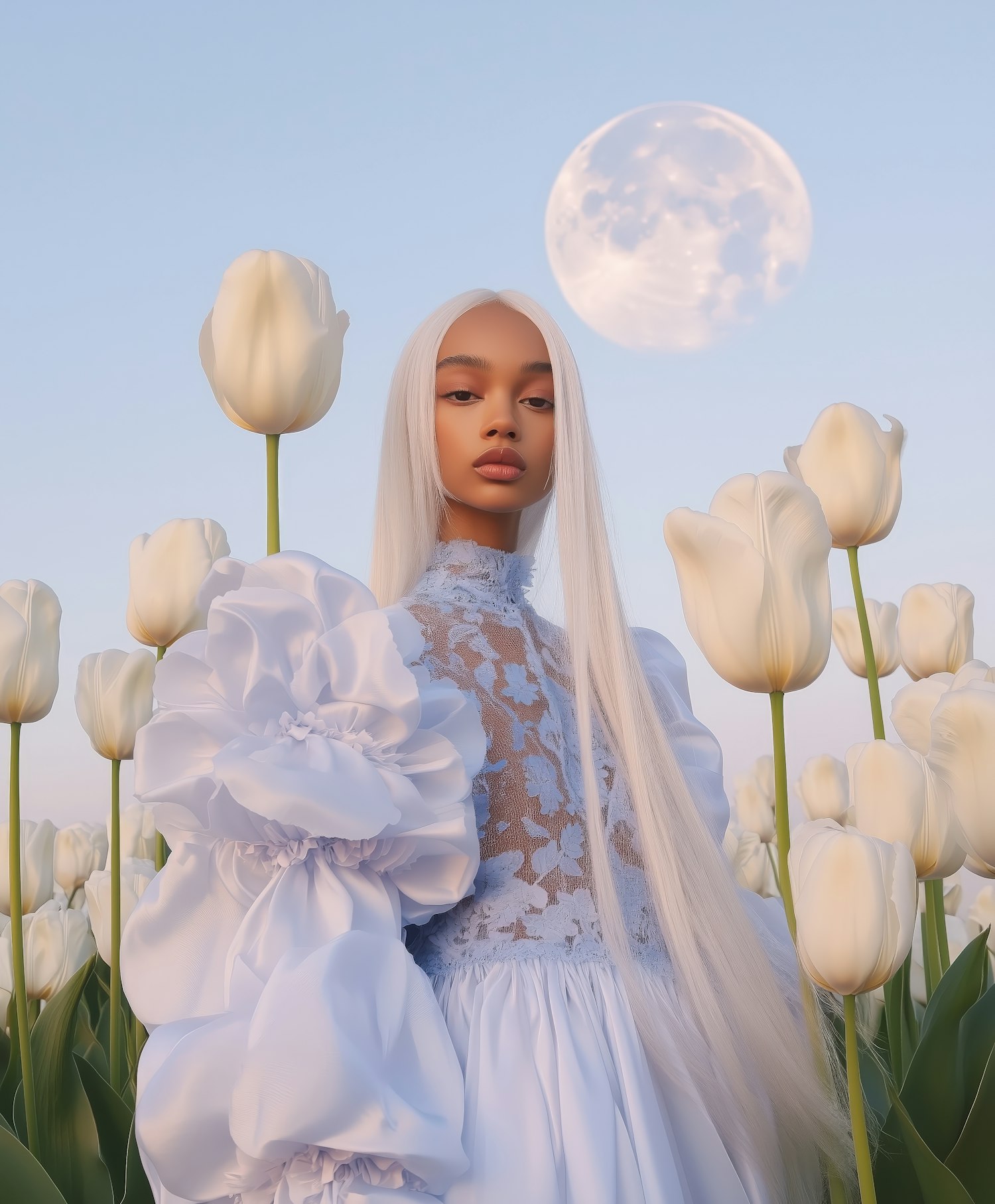 Woman in Tulip Field
