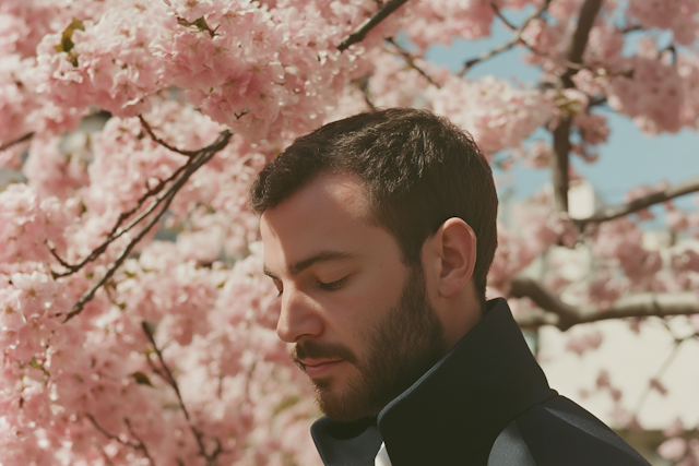Man Amid Cherry Blossoms
