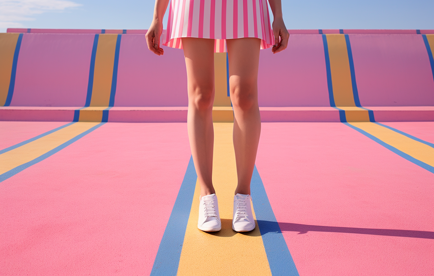 Vibrant Geometry: Summer Skirt and Sneakers