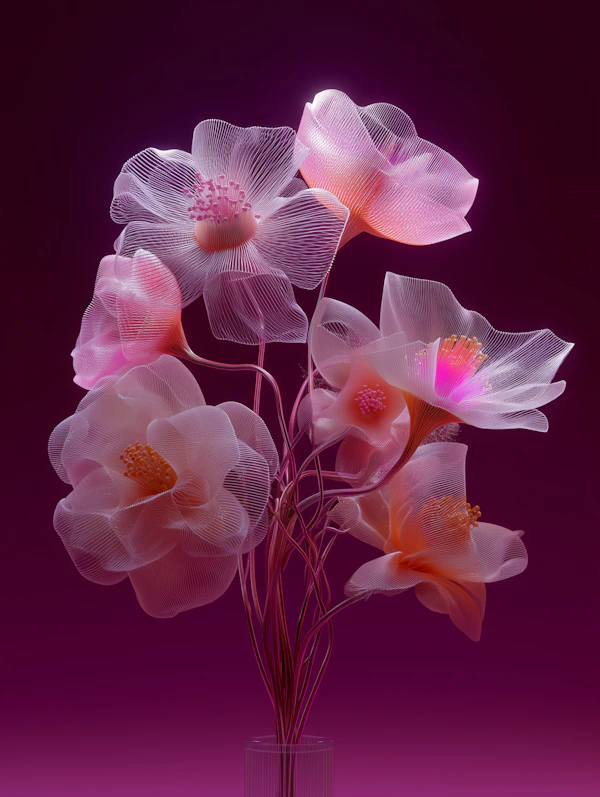 Ethereal Wireframe Flowers