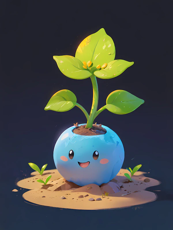 Cheerful Blue Fruit Art