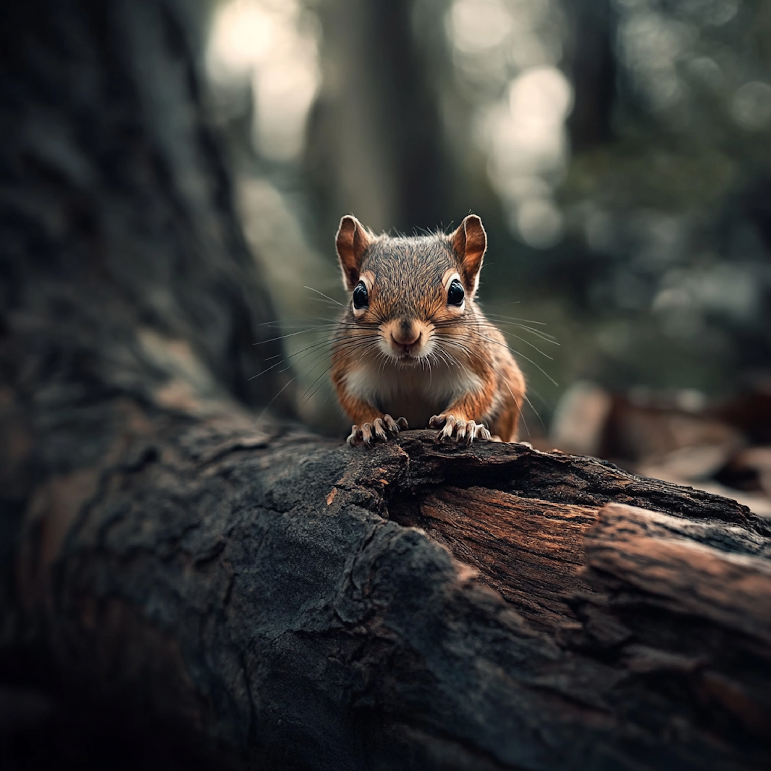 Curious Squirrel on Tree Branch