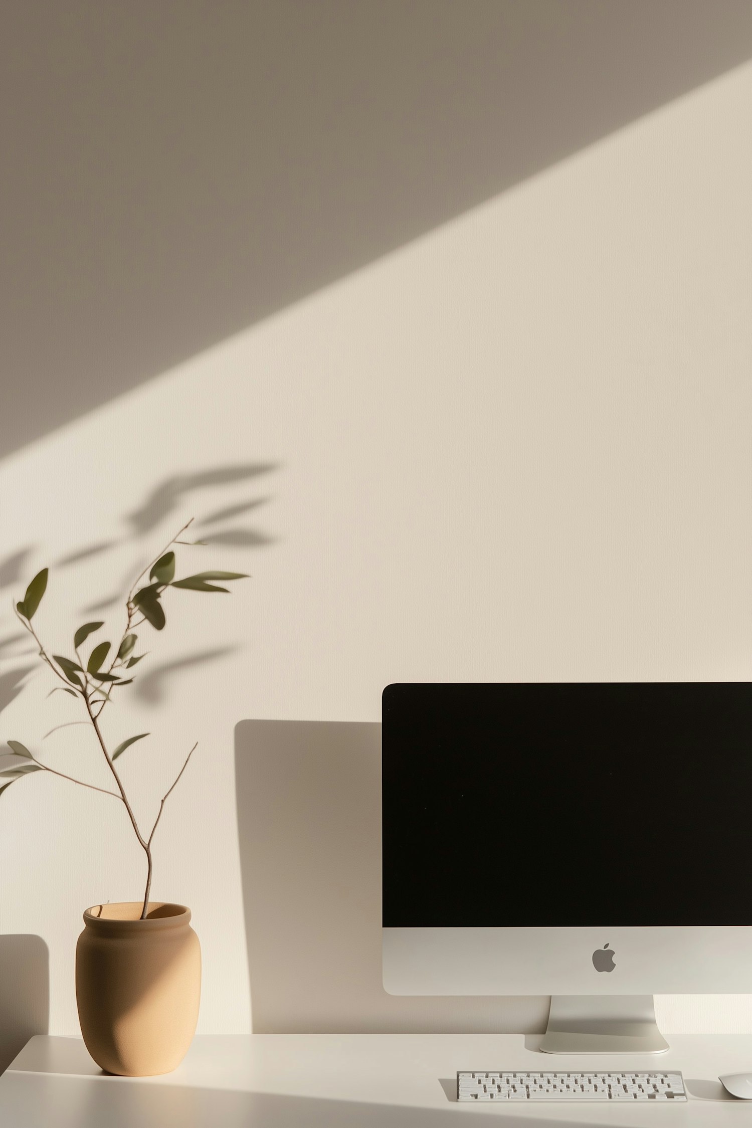 Minimalist Desk Setup with Apple Computer