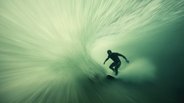 Surfer in Green Wave