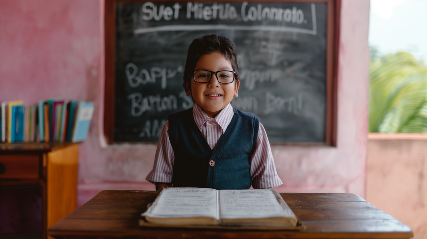 Cheerful Boy in Classroom