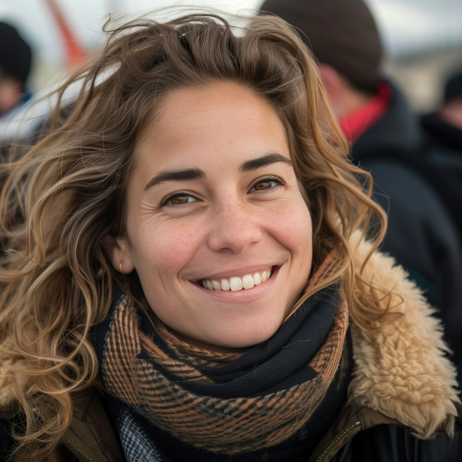 Smiling Woman in Fur-lined Coat