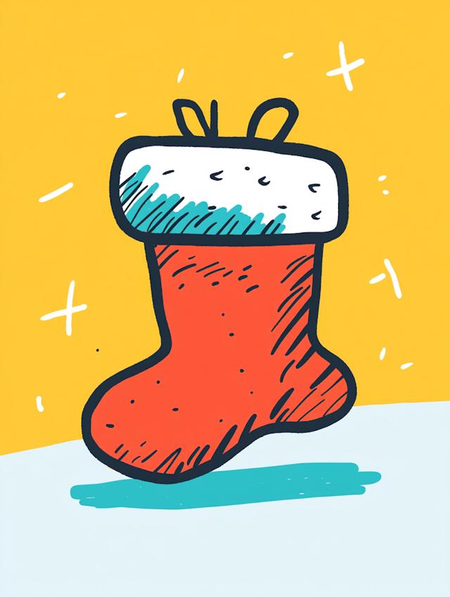 Stylized Christmas Stocking Illustration