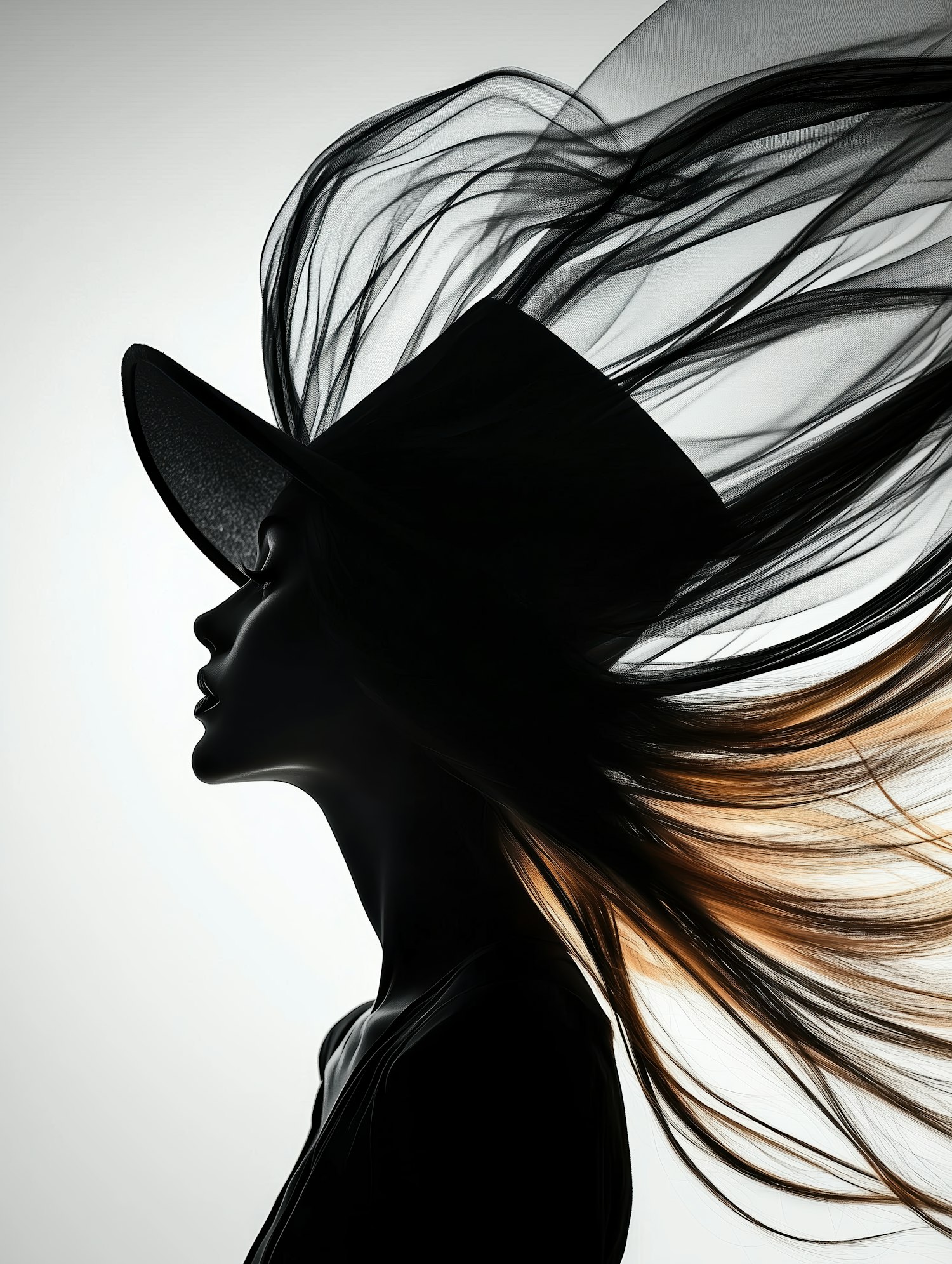 Silhouette with Wide-Brimmed Hat