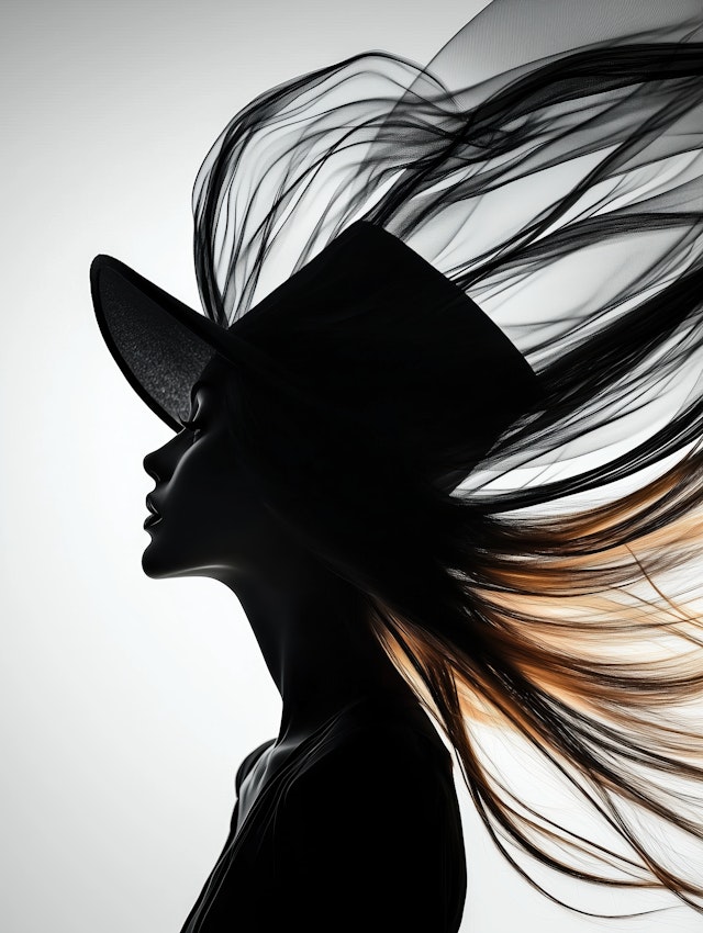 Silhouette with Wide-Brimmed Hat