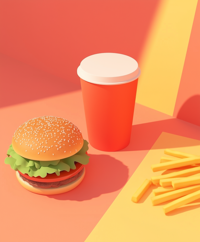 Stylized Fast Food Composition