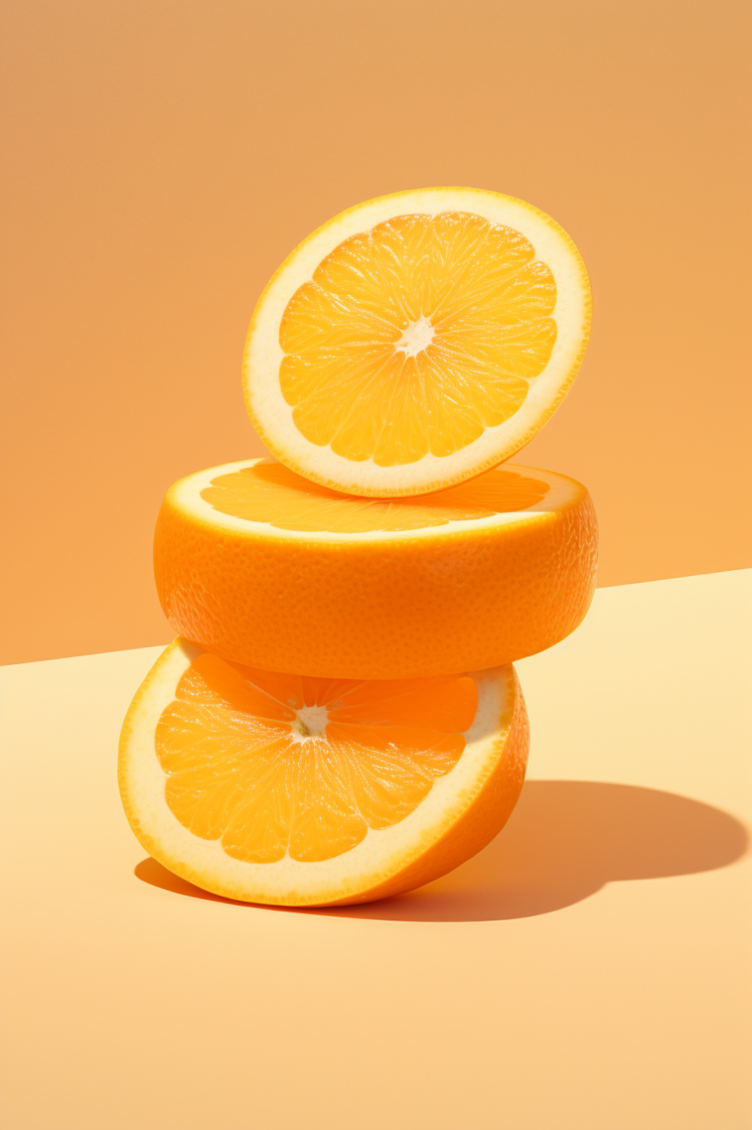 Symmetrical Citrus Stack with Monochrome Backdrop