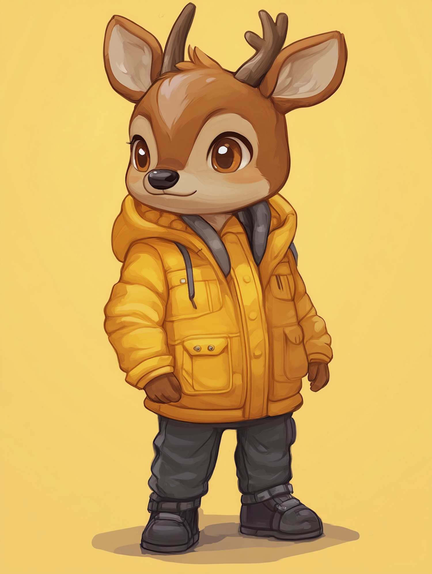 Anthropomorphic Deer in Yellow Jacket