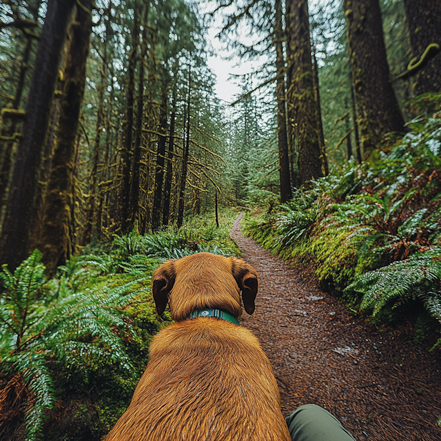 Serene Forest Scene with Dog