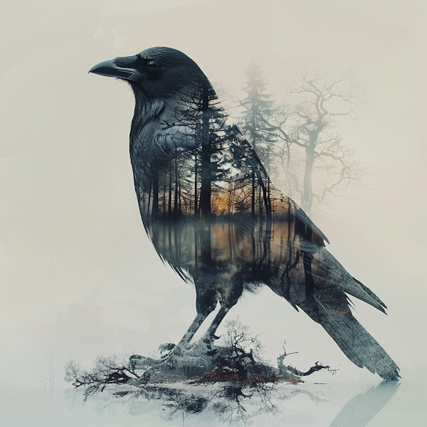Mystical Crow in the Forest