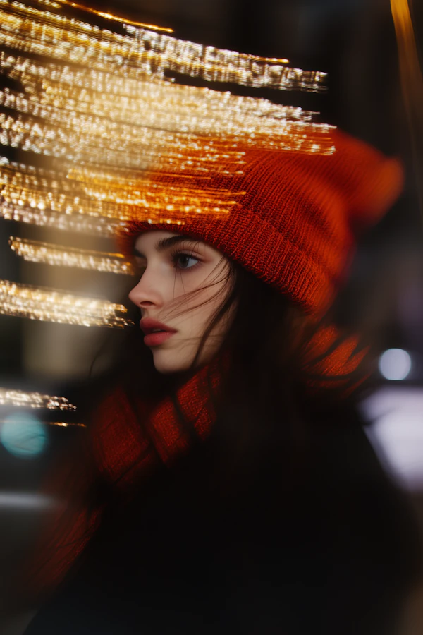 Contemplative Profile with Orange Knitwear