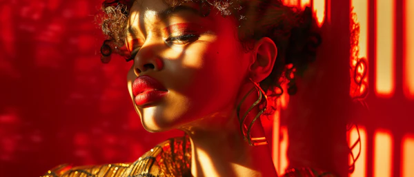 Portrait of Woman in Red Light