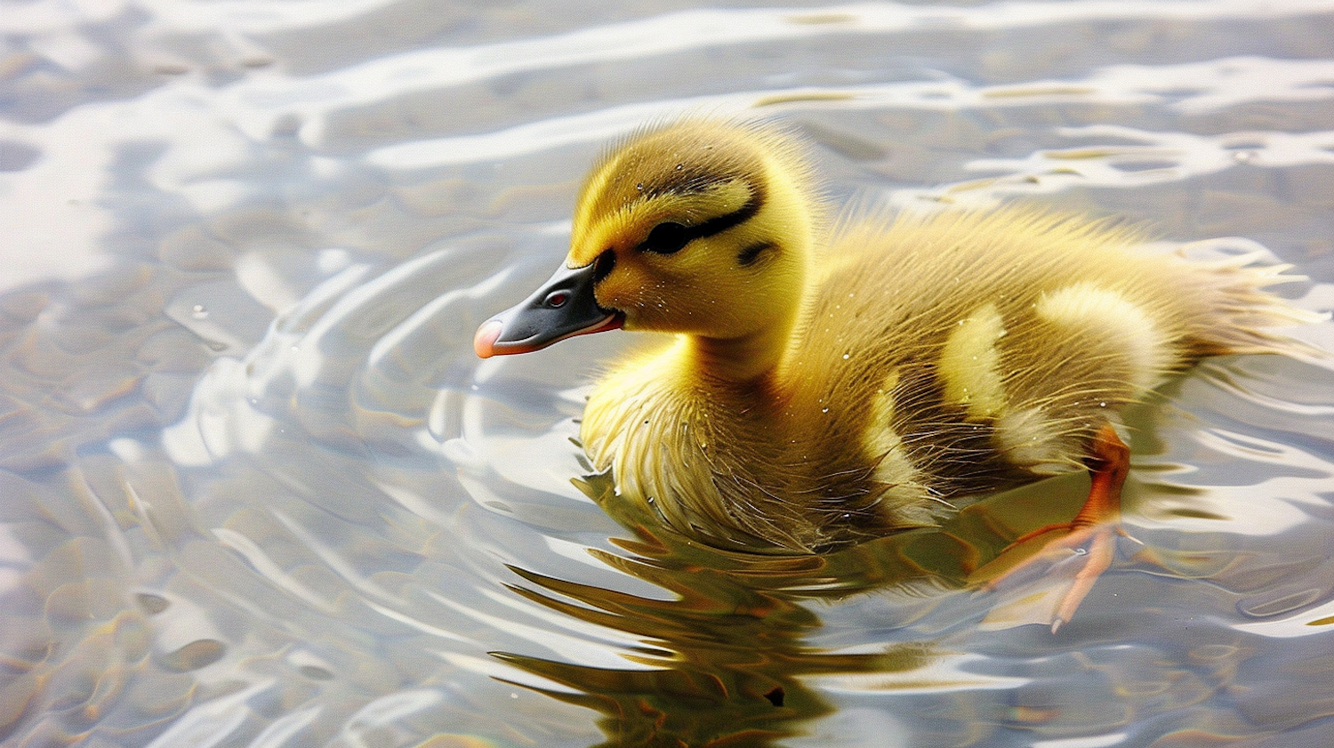 Duckling Swimming Close-up