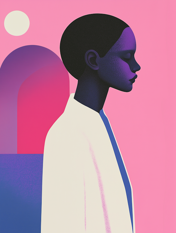 Stylized Human Profile Against Vibrant Pink Background