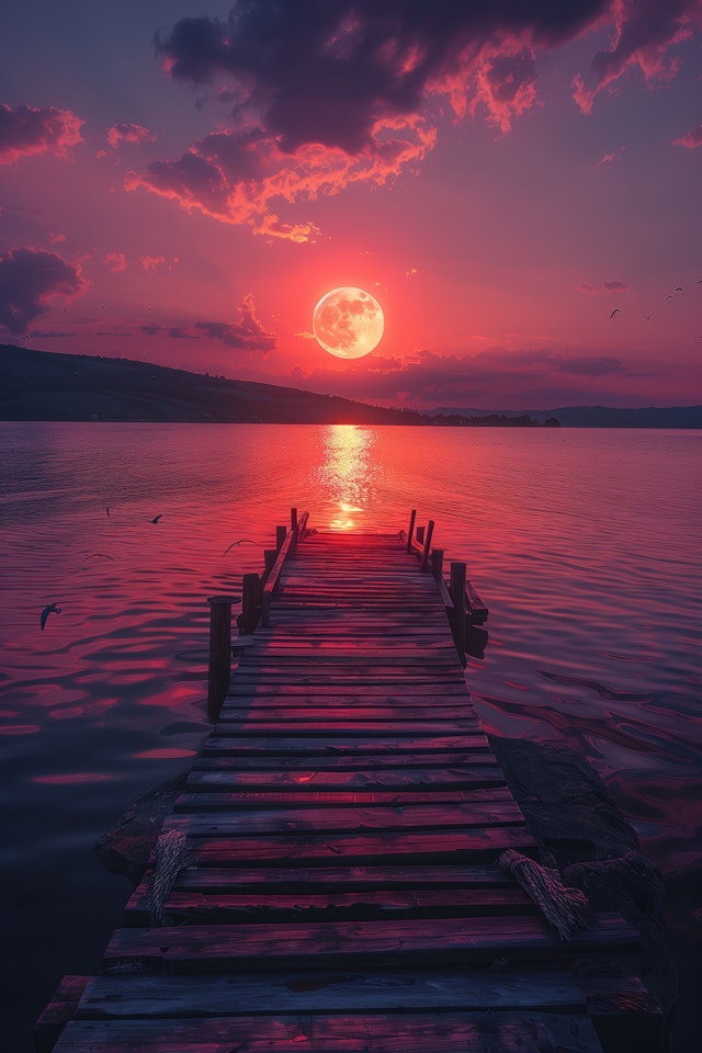 Serene Pier at Moonrise