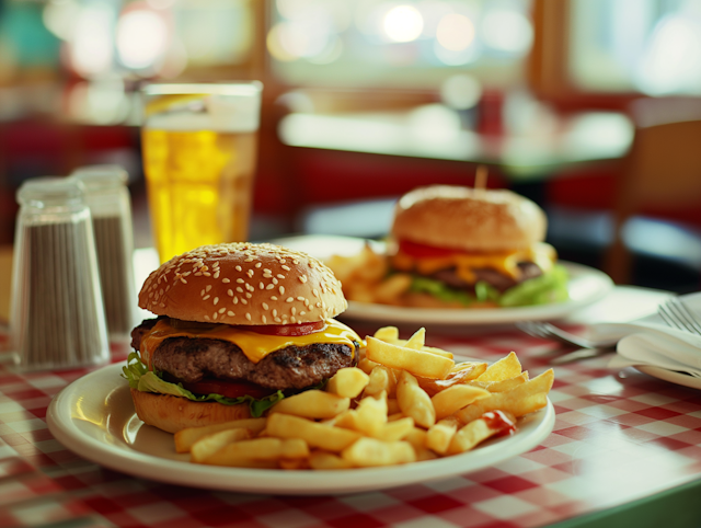 Classic American Diner Scene with Burgers