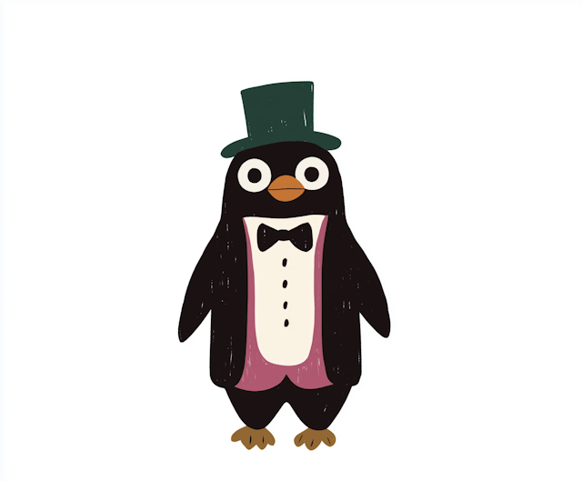 Cartoon Penguin in Formal Attire