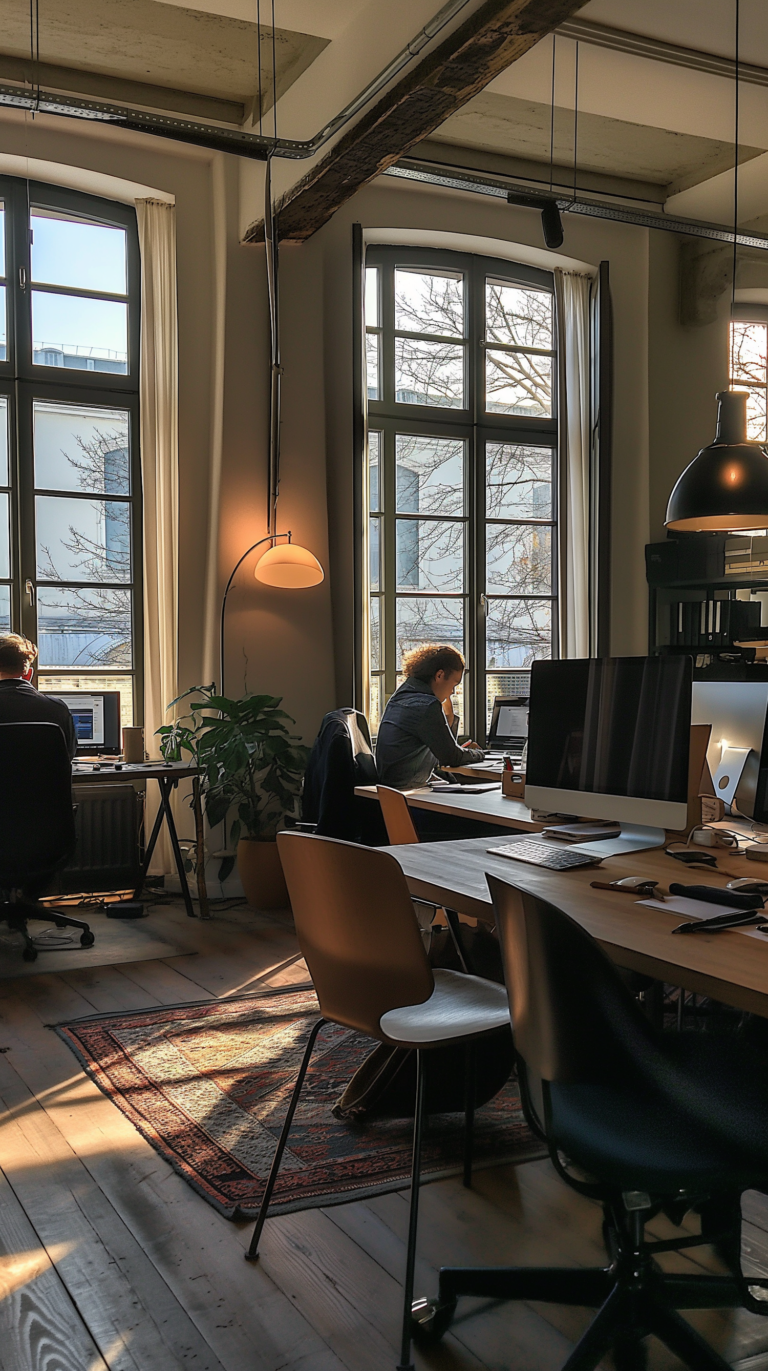 Bright Airy Office with Two Workers