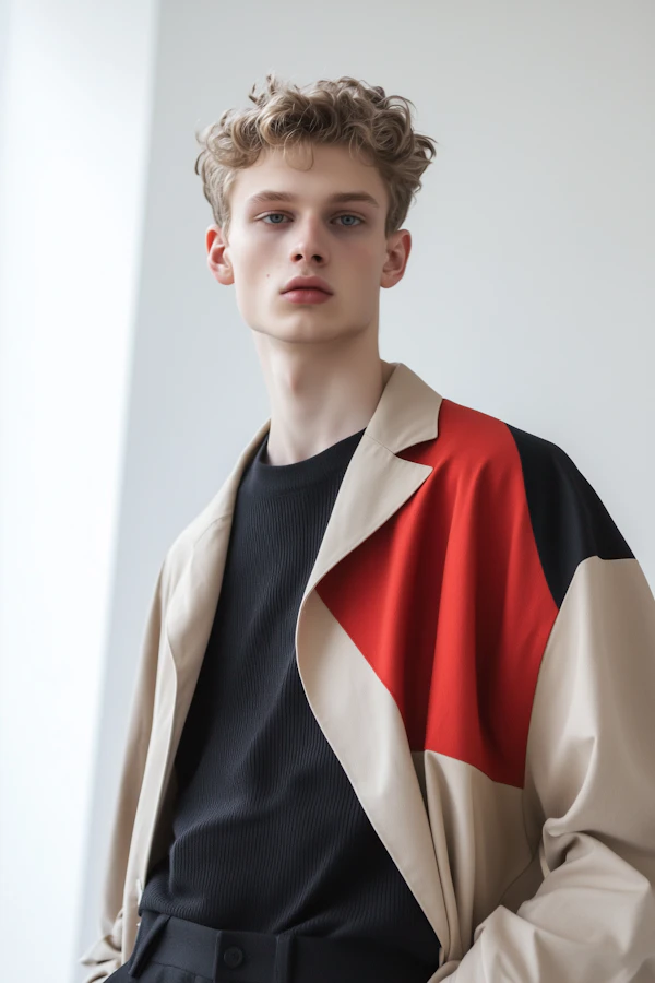 Stylish Young Person in Geometric Jacket