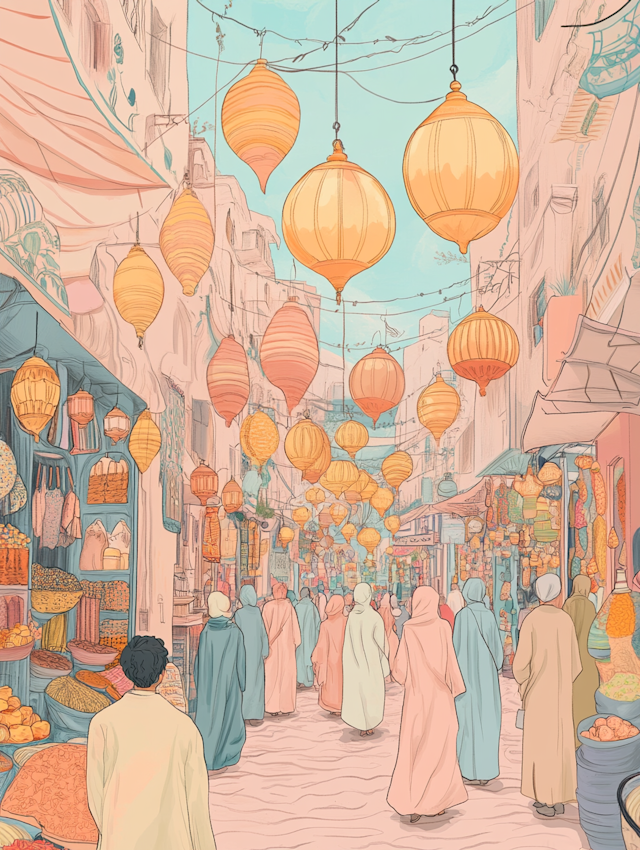 Bustling Market Scene