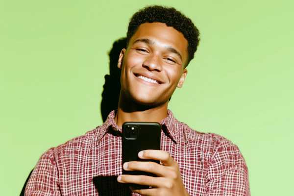 Smiling Man with Phone