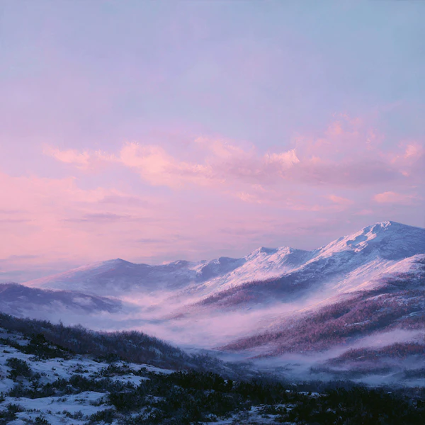 Twilight Mountain Scene
