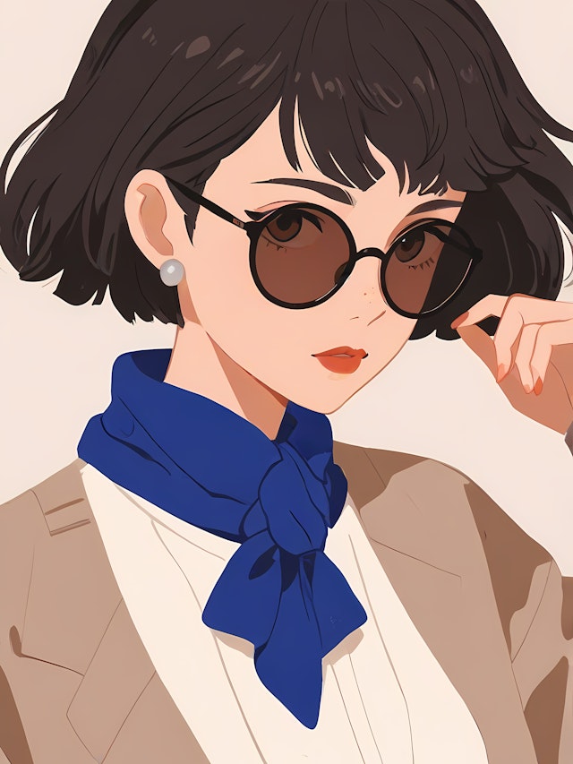 Stylized Portrait with Blue Scarf