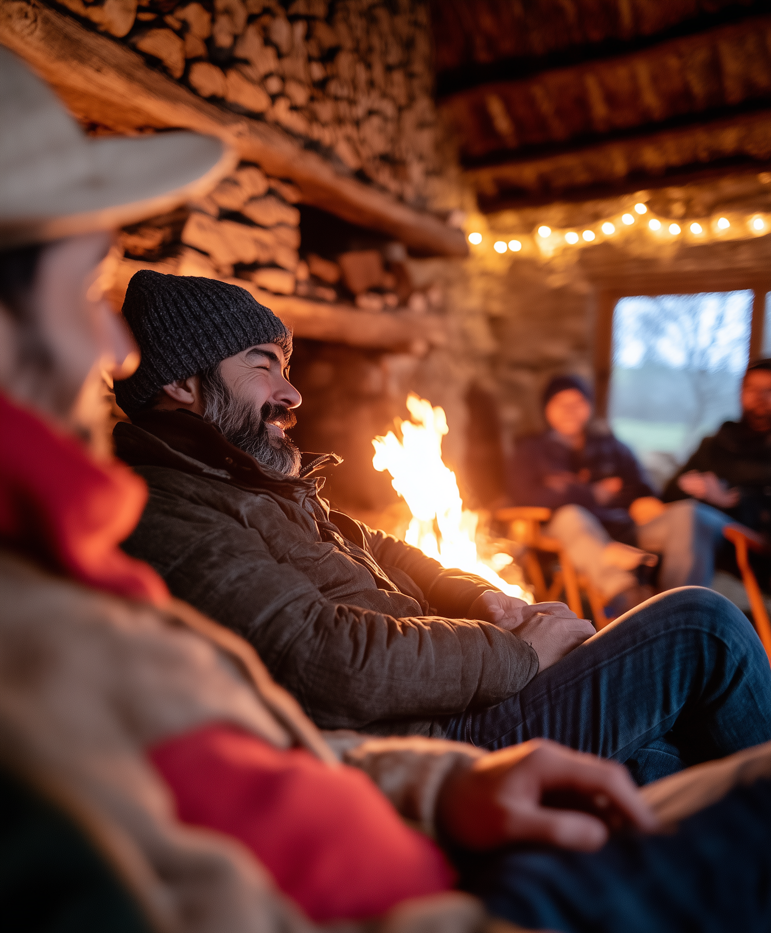 Cozy Indoor Gathering by the Fire