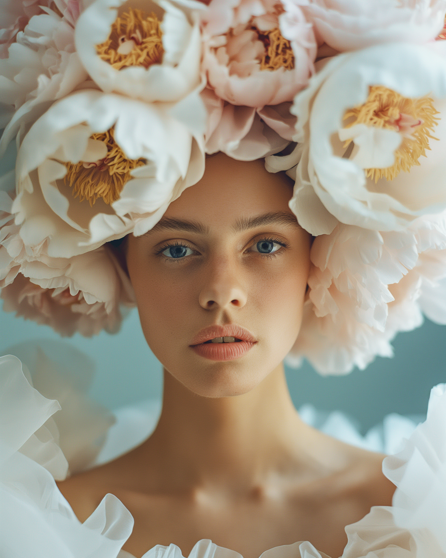 Ethereal Portrait with Peonies