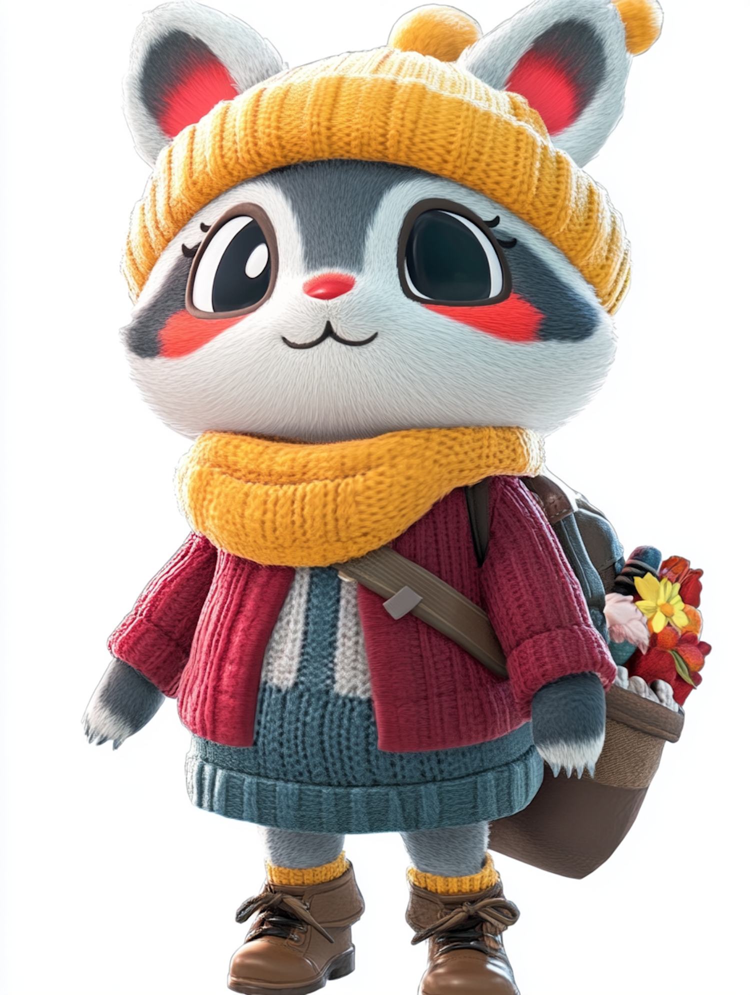 Anthropomorphic Raccoon in Winter Attire