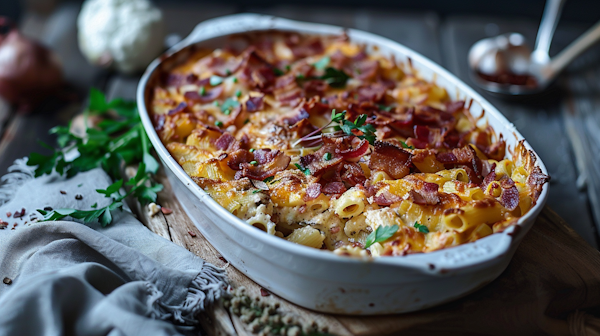 Baked Pasta Casserole with Crispy Bacon