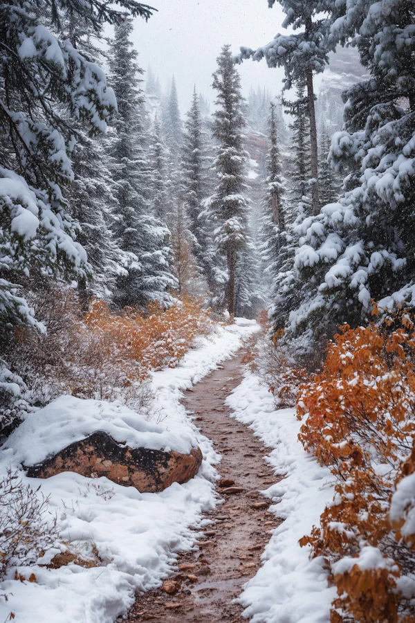 Serene Winter Forest Path