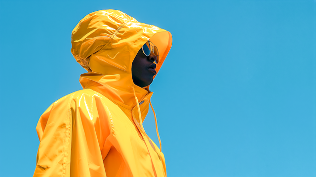 Serene Figure in Yellow Raincoat