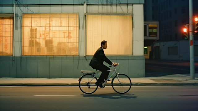 Evening Commute: The Professional Cyclist in the City Glow