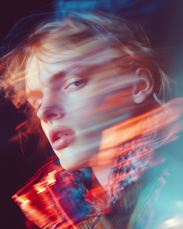 Ethereal Portrait with Light Streaks