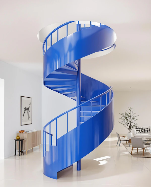 Blue Spiral Staircase