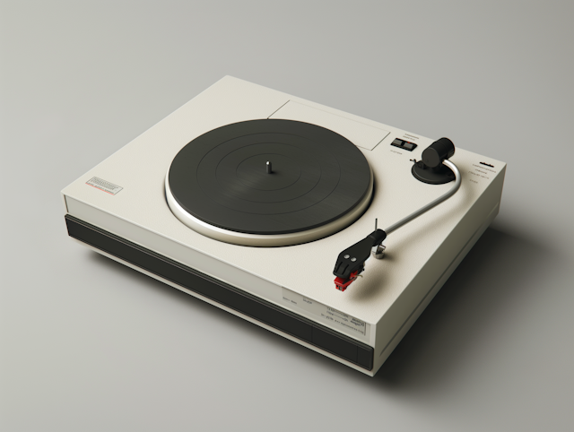 Vintage Turntable with Vinyl Record