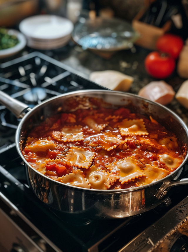 Homemade Ravioli in Tomato Sauce