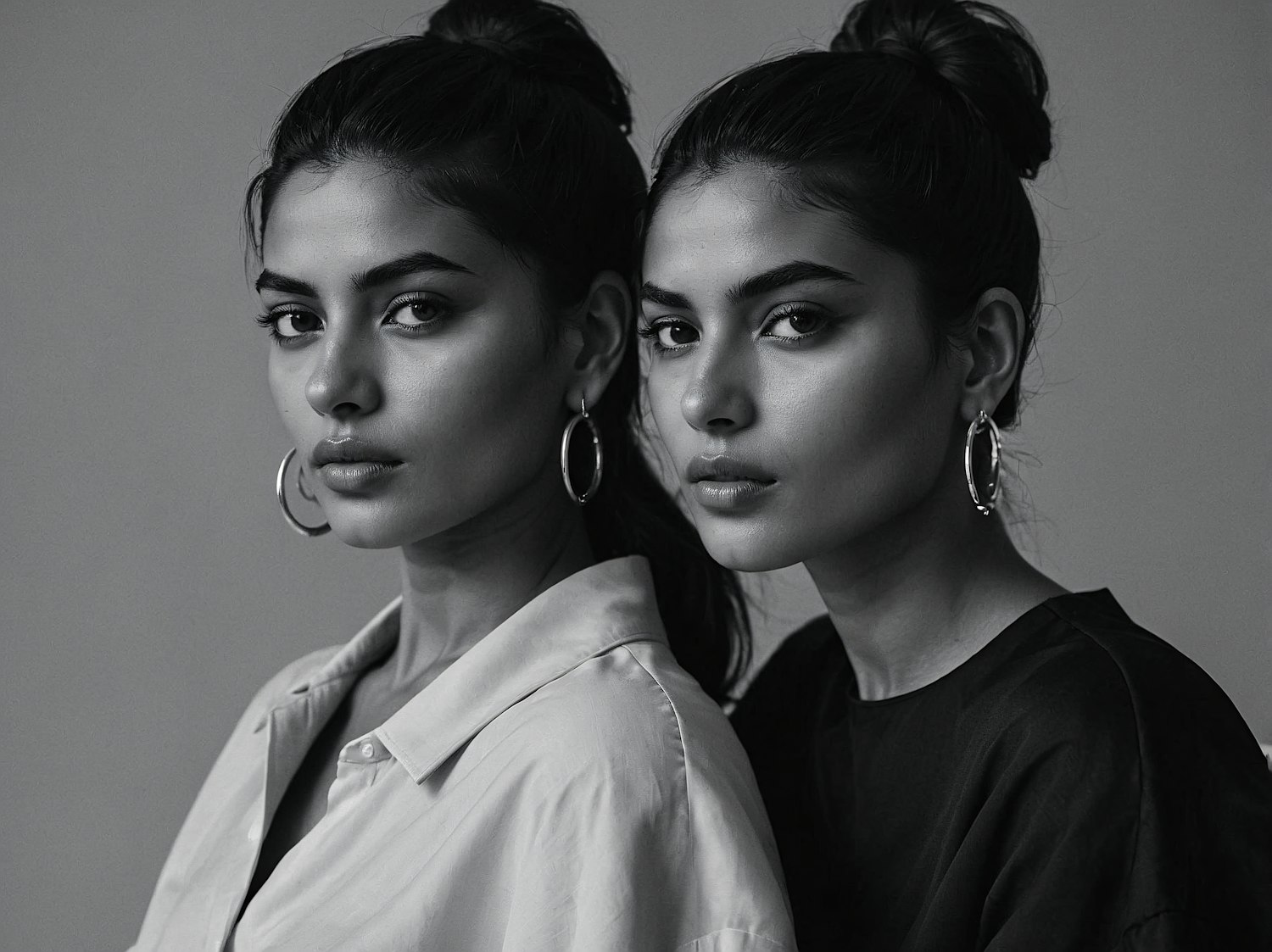 Twin Women in Black and White