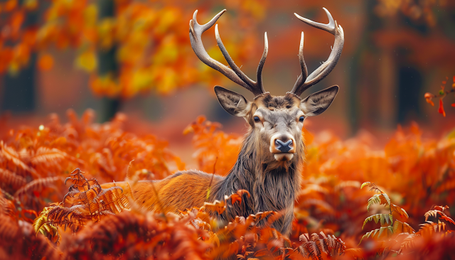 Autumn Deer with Antlers