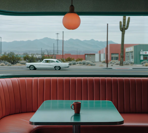 Retro Diner Booth Scene