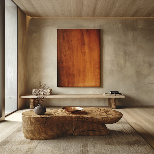 Minimalist Interior with Wood and Earth Tones