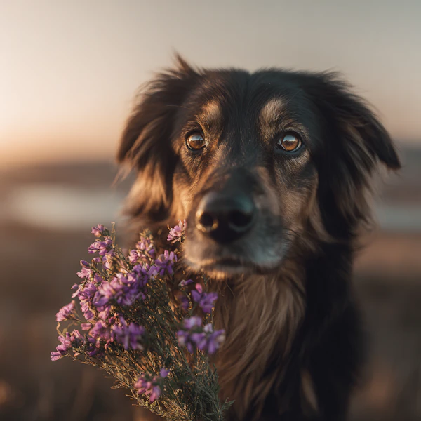 Dog with Flowers